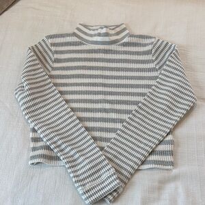 Aerie Gray and White Striped Top